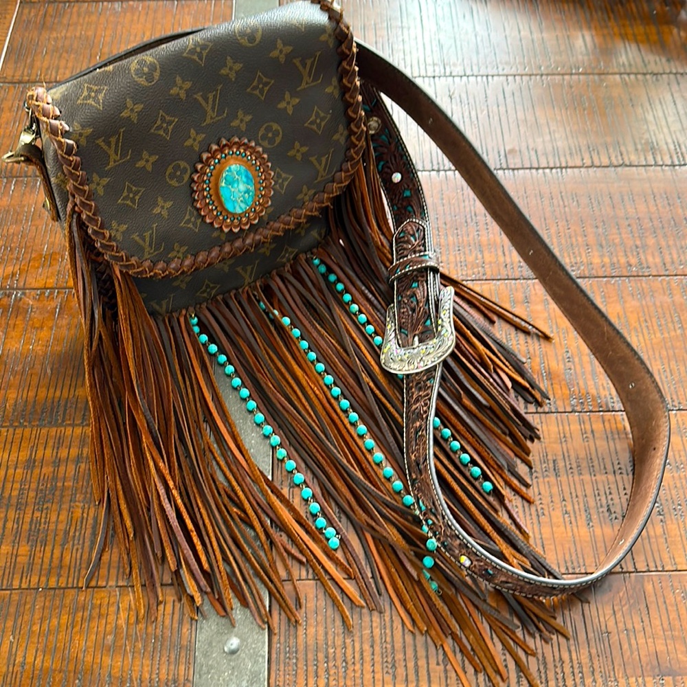 Louis Vuitton custom boho crossbody western bag. Super great bag!